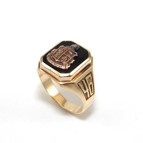 Balfour Jewelry Vintage K Yellow Gold 1946 Black Onyx High School